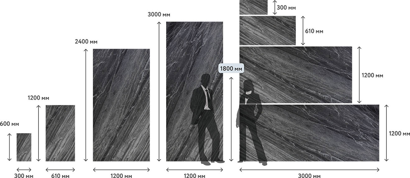 Размеры каменного шпона